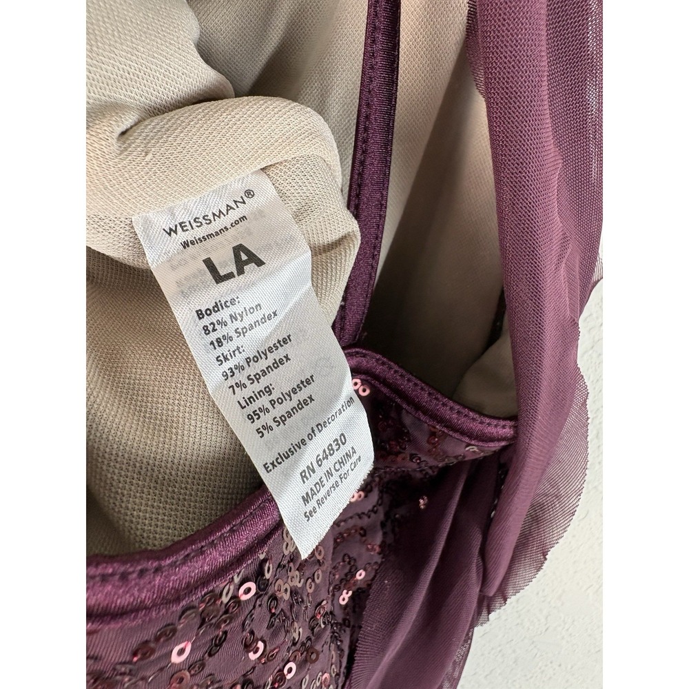 WEISSMAN Dance costume mesh dress leotard LA adult L Maxi Purple 14155 - Picture 8 of 9